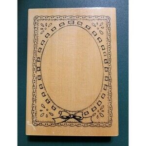 Anita's Wood Mounted Rubber Stamp Photo Oval Frame Lace Ribbon Design Border